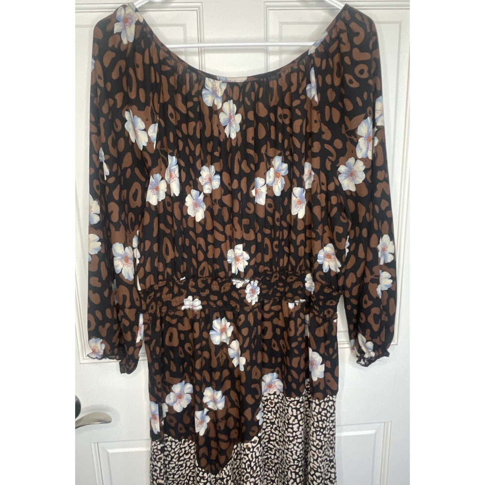 Figueroa & Flower Women's Boho Maxi Dress Sz XL Floral Animal Asymmetrical Hem - Picture 9 of 15